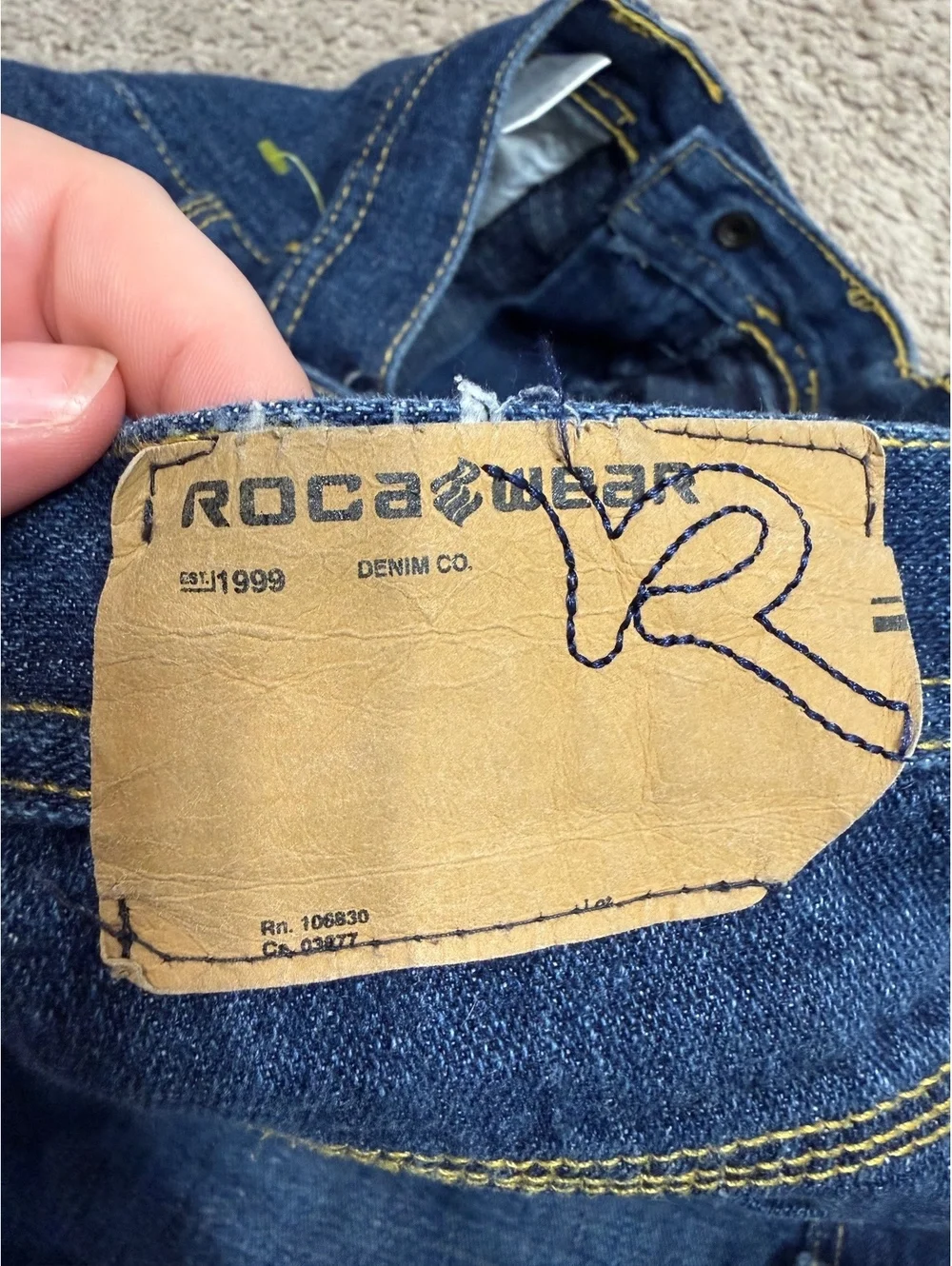Y2K Rocawear Men’s 30 Baggy Carpenter Denim Jorts Dark Wash Hip Hop